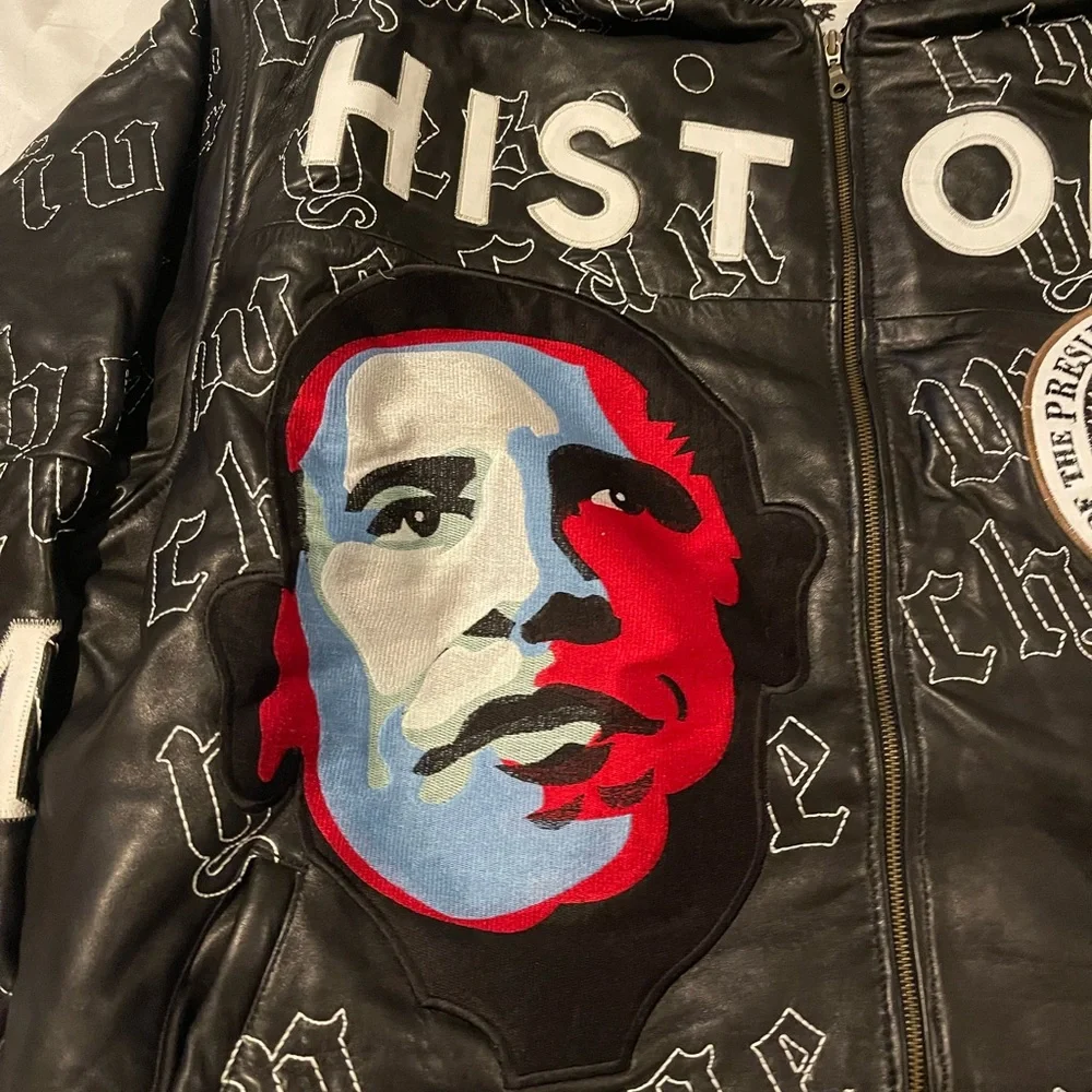 President Obama bomber jacket real leather unique and original - Picture 2 of 8